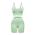 thumbnail image 2 of GAI YI Women's 2-Piece Coordinated Set High-Intensity Workout Set - Seamless Sports Bra & High-Waisted Shorts， Tummy Control & Breathable，Green，Size L, 2 of 6