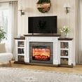 thumbnail image 4 of LGHM 70" Electric Fireplace TV Stand with Mantel, Farmhouse Entertainment Center for TVs up to 80",  White & Brown, 4 of 10