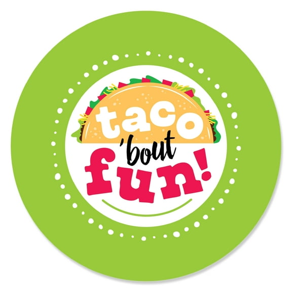 Big Dot of Happiness Taco 'Bout Fun - Fiesta Circle Sticker Labels - 24 Count