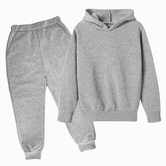 larppty Kids 2pc Jogging Sets Oversized Pullover Hoodies and Joggers Sweatpants Fall Outfits Boys Girls School Cotton Clothes(Light Gray,5-6 Years)