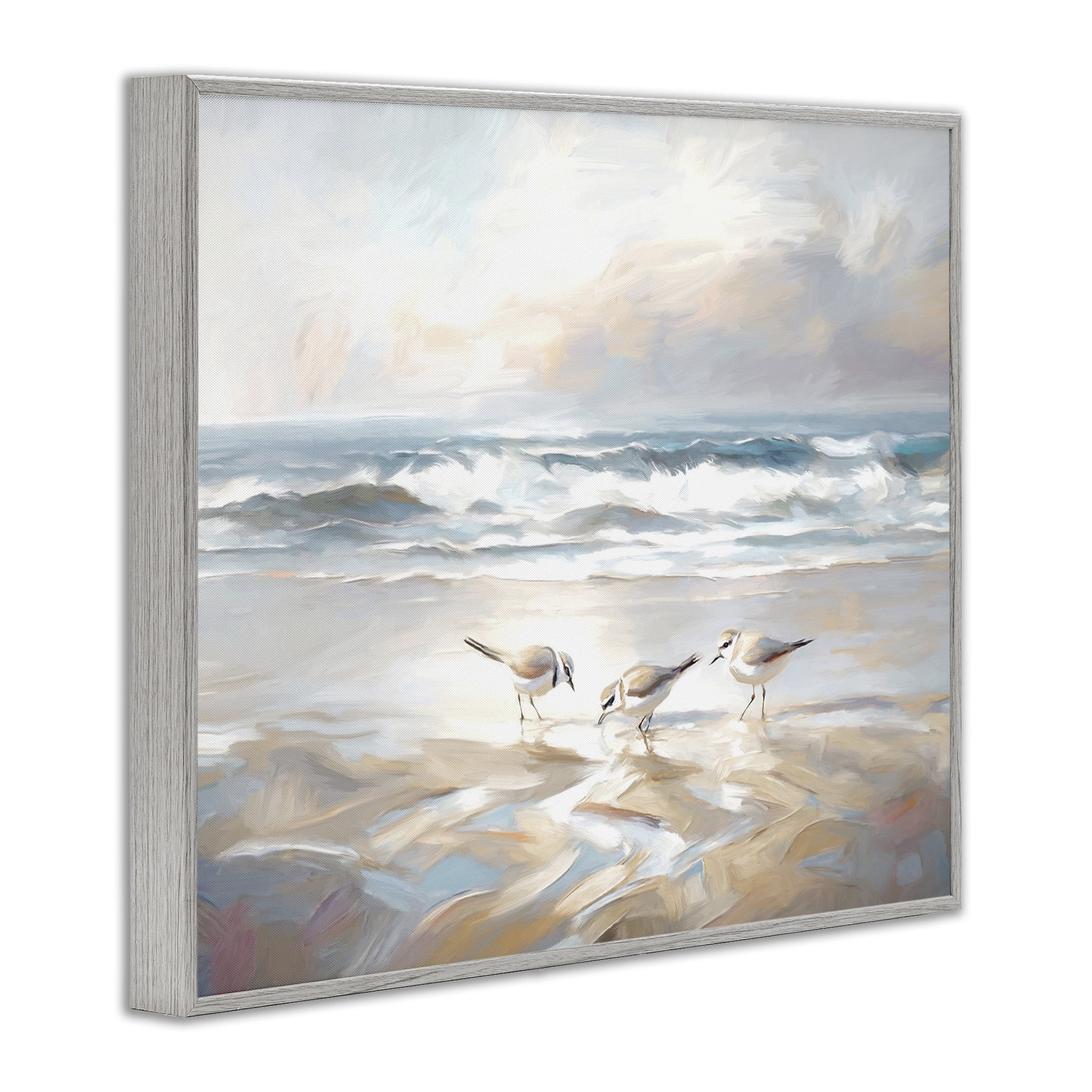 Stupell Industries Blue Haven Bay Coastal Painting Gray Framed Art Print Wall Art, 20 x 16