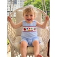 thumbnail image 6 of Cenuakty Infant Boy Jumpsuit Back to School Cute Apple Letters Embroidery Plaid Romper Sleeveless Crew Neck Overall Pants, 6 of 9