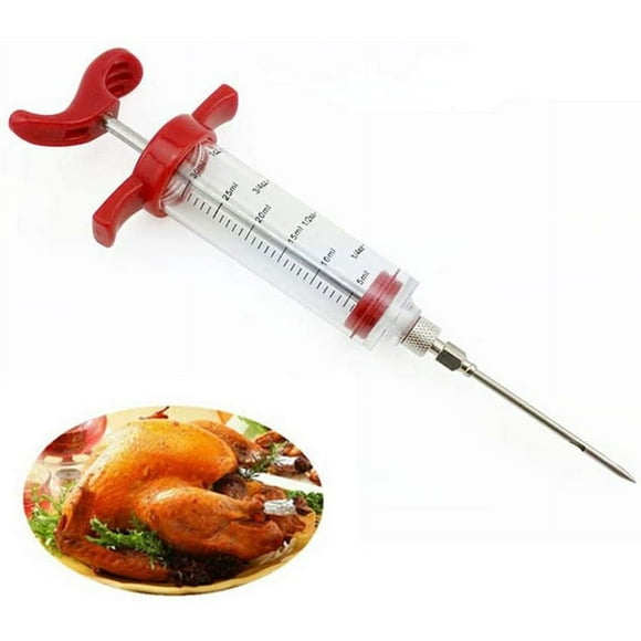 Kitchen Witch Meat Injector Kit,Meat Marinade Injector Turkey Chicken Flavour Sauce Cooking Syringe Needle BBQ