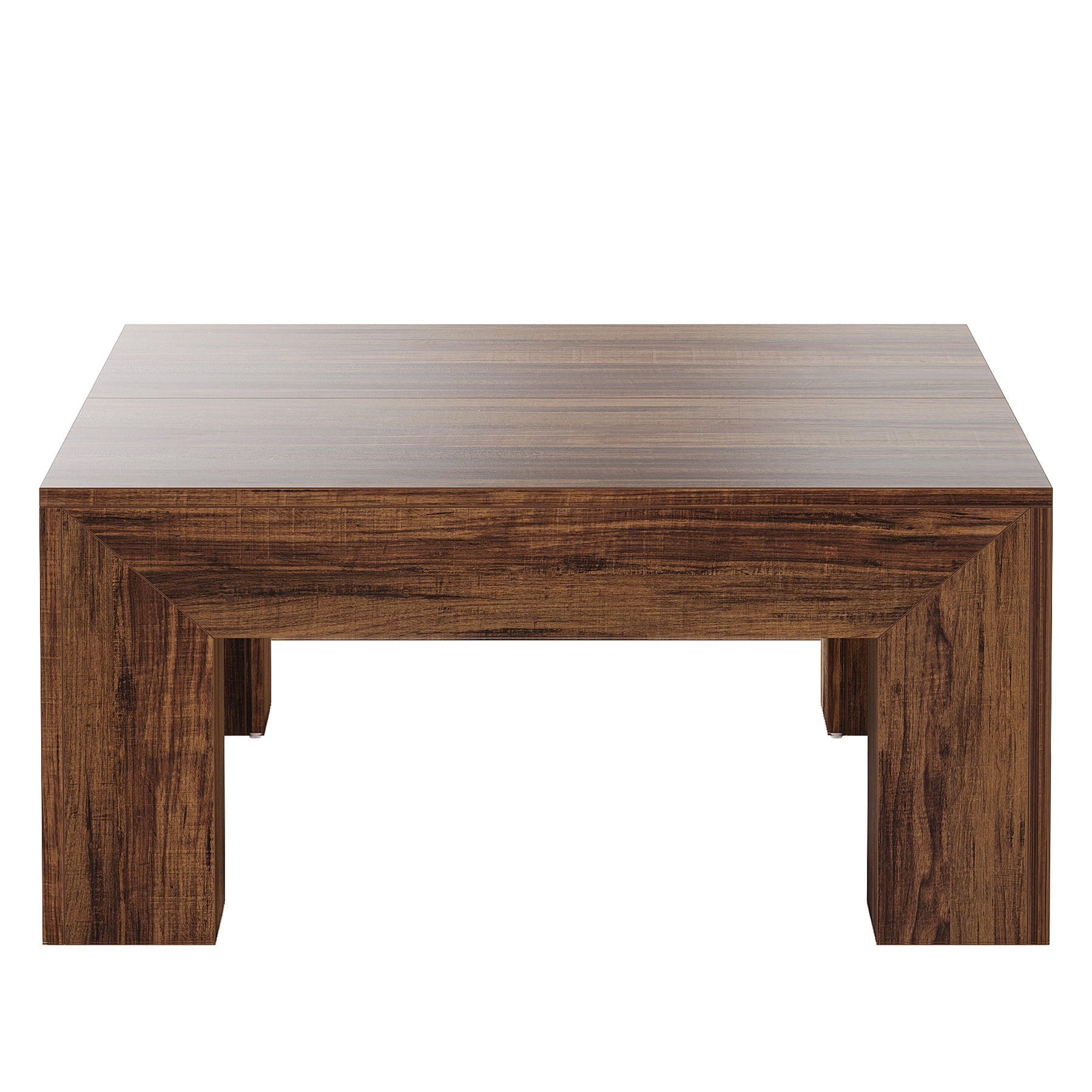 Fnova 39.4" Square Coffee Table, Farmhouse Wood Accent Center Cocktail Table with Sturdy Wooden Legs for Living Room, Easy Assembly