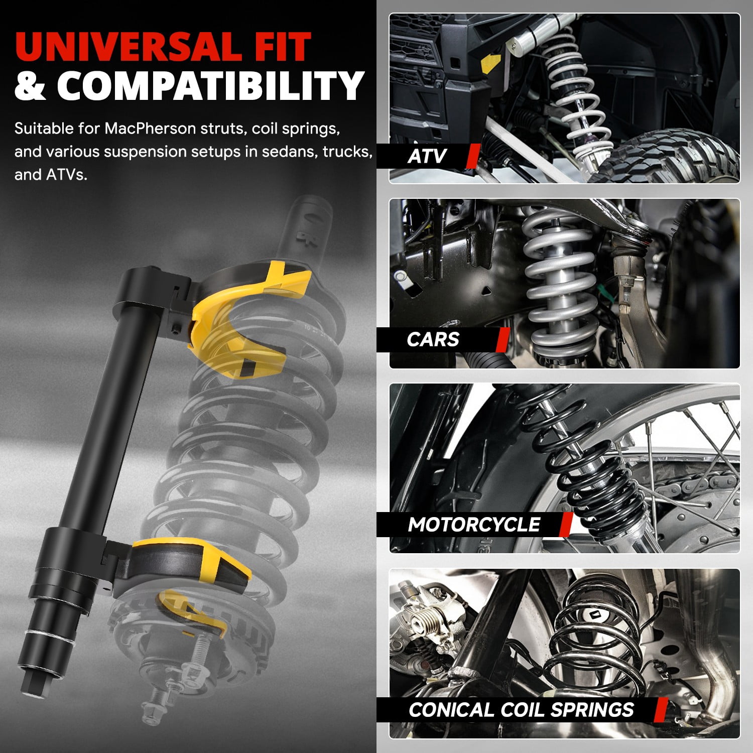 DNA Motoring Interchangeable Macpherson Fork Strut Coil Spring Compressor Extractor Tool Set