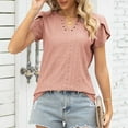 thumbnail image 4 of QLEICOM Summer Tops Casual Country V Neck Tee Shirts Petal Sleeve Fashion Loose Blouse Pink XL, US Size 10, 4 of 6
