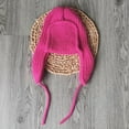 thumbnail image 5 of XIAOCHA Rib‑Knit Earflap Beanie for Women Solid Outdoor Fall‑Winter Headwrap,Red, 5 of 7