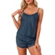 thumbnail image 1 of Conjuntos de pijamas de satén para mujer INSPIRE CHIC, top de tirantes con pantalones cortos, 2 piezas, ropa de dormir, conjunto de pijama de seda, XS, azul marino, 1 of 5