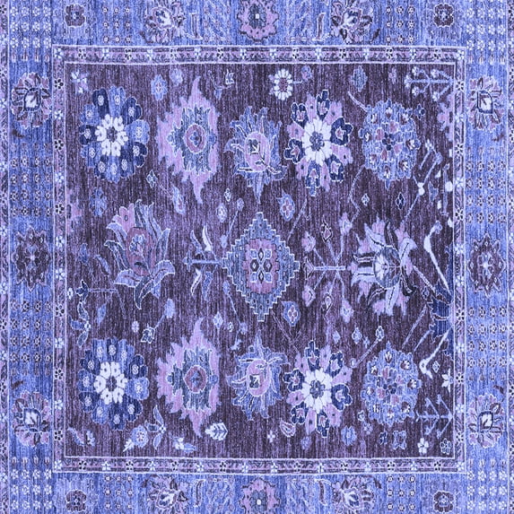 Ahgly Company Machine Washable Indoor Square Abstract Blue Modern Area Rugs, 5' Square