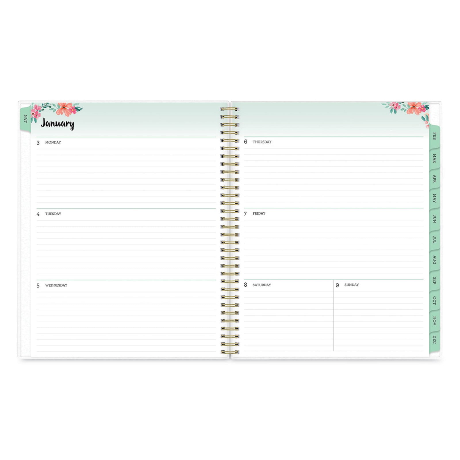 Laurel Weekly/Monthly Planner Laurel Floral Artwork 11 x 8.5 Green/Pink/Orange Cover 12-Month Jan to Dec: 2023 BLS142094