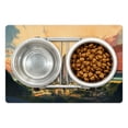 thumbnail image 1 of Cityscape Pet Mat for Food and Water, Modern City by Harbor with Sailing Yacht Skyscrapers Painting Style Print, Non-Slip Rubber Mat for Dogs and Cats, 18" X 12", by Ambesonne, 1 of 2