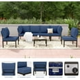 thumbnail image 3 of Gotland 6-Seater Patio Furniture Set - Modern Outdoor Metal Sectional Sofa with Navy Thick Cushions and Coffee Table, 3 of 6