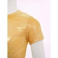 thumbnail image 5 of inlzdz Girls Metallic Shiny Hip Hop Jazz Dance Crop Top Performance Glitter T-Shirt Disco Party Dancewear Gold 150, 5 of 7