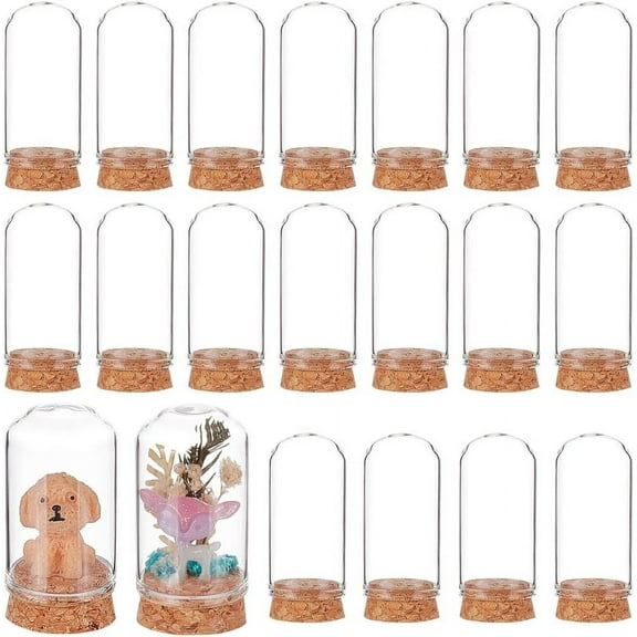 20 PCS Mini Glass Bottles with Cork Base 2x1.2 inch Glass Display Dome with Cork Base for Flower Storage Home Christmas Party Decor DIY DIY