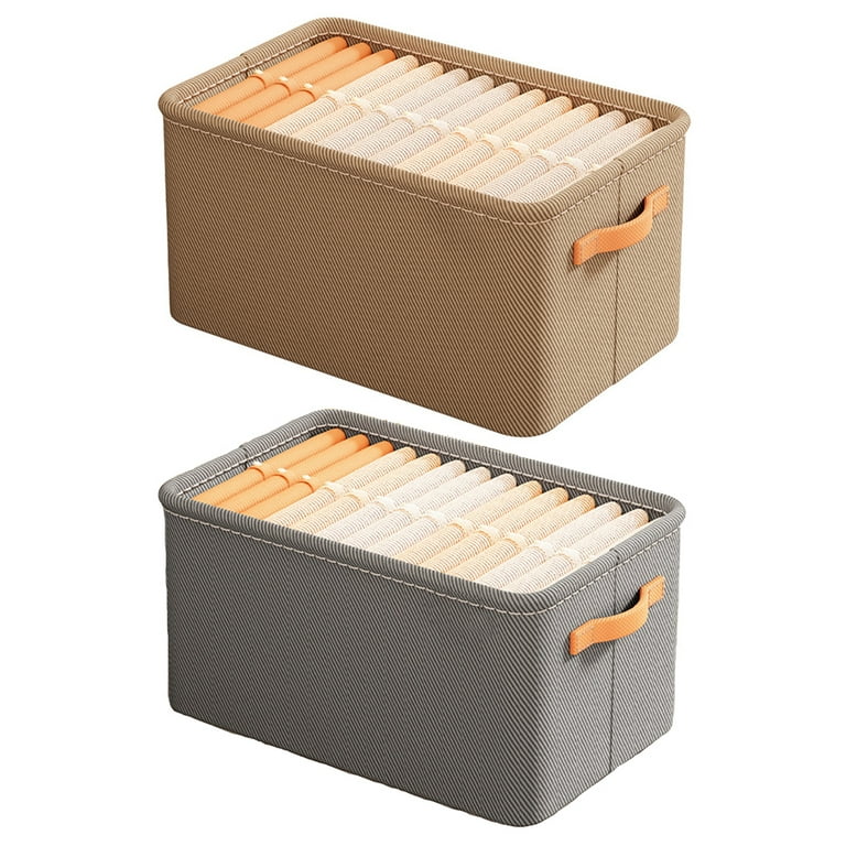 Storage Baskets for Shelves with Metal Frame-2Pack Closet Storage Bins for  Organization Collapsible Rectangle Line Fabric Organizing Boxes with  Handles Cubes 