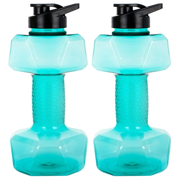 GOOHOCHY 2 botellas de agua creativas con forma de peso, portátiles, para fitness, accesorios de fitness