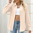thumbnail image 2 of Admvng Blouses for Women Summer Fashion Causal Button Solid Blouse Long Sleeve Shirt S-3XL, 2 of 9