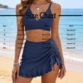 thumbnail image 3 of Sevevn Women's V Neck Two Piece Swimsuit Ruffle Skirt Bottom with Side Tie Ruched Detail Navy S, 3 of 9