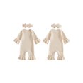 thumbnail image 2 of Cenuakty Baby Girls Fall Outfits Cute Solid Color Long Sleeve Romper and Headband, 2 of 9