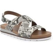 WHITE MOUNTAIN Womens Discover Wedge Sandal 7 Black/White/Es-print