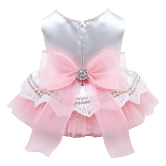 Pink Dog Dress With Bow, Satin Tutu Skirt Princess Pet Clothes, Girl Puppy Cat Party Outfit For Wedding Birthday Valentine'S Day(Xs)