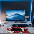 thumbnail image 6 of Desk Pad, Red and White Flowers Desk Mat, Retro Red Floral Large Gaming Mouse Pad, 31.5"x11.8" Extended Big Computer Keyboard Mouse Pad with Non-Slip Base and Stitched Edge, 6 of 7