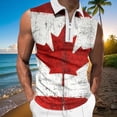 thumbnail image 1 of Camiseta sin mangas con cuello vuelto para hombre, informal, a la moda, sin mangas, con estampado y cremallera, blusa deportiva de poliéster para hombre, 1 of 5
