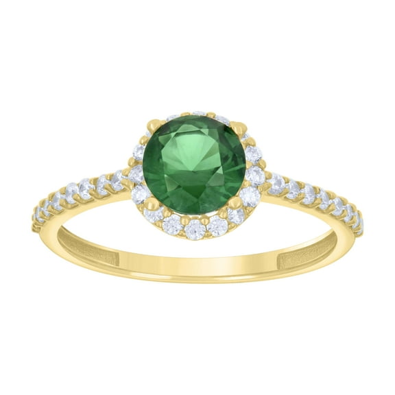10kt Real Yellow Gold Womens Green White Cubic-Zirconia Fashion Ring
