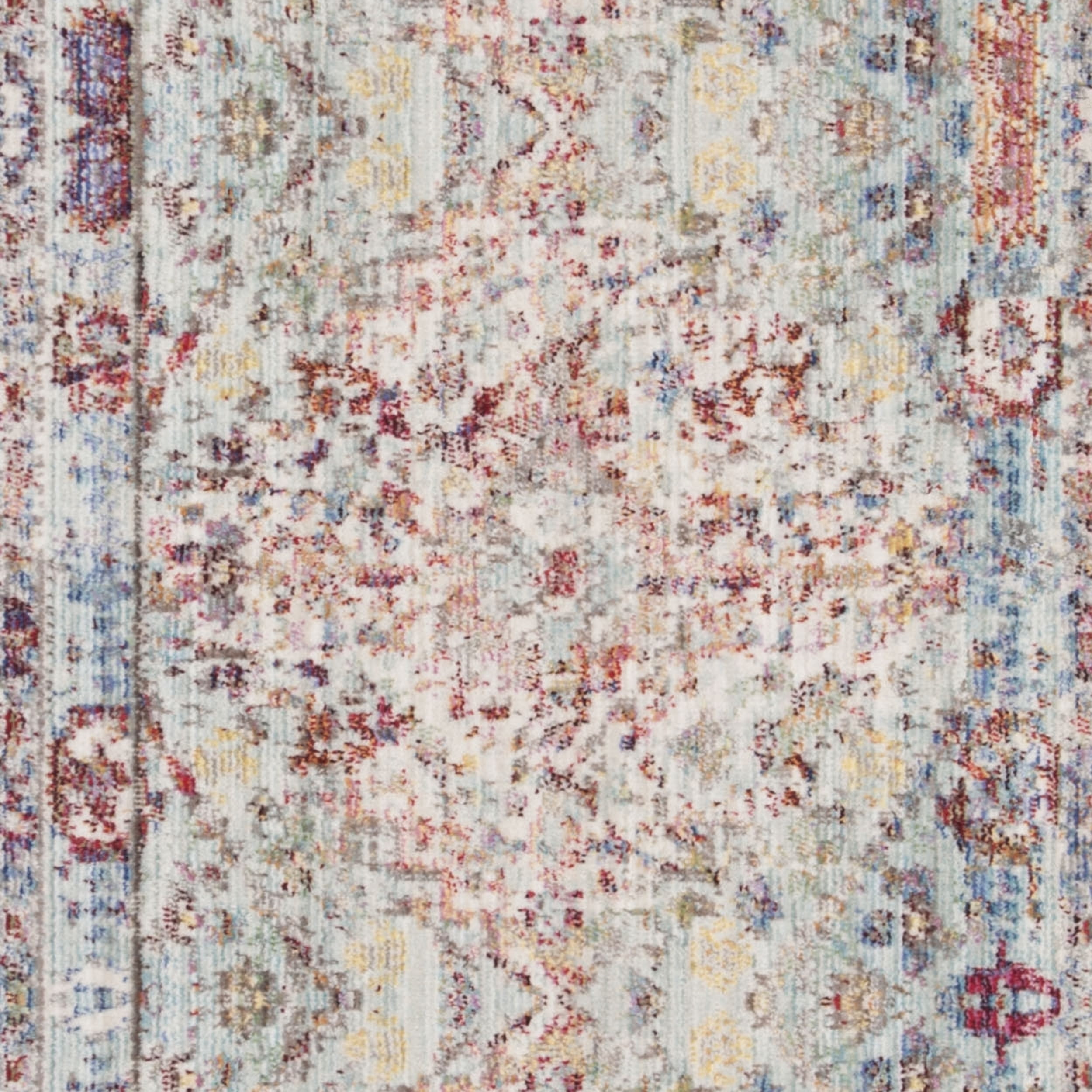 SAFAVIEH Valencia Angelle Distressed Oriental Polyester Runner Rug, Blue/Multi, 2'3" x 8'