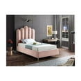 thumbnail image 2 of Velvet Platform Bed with Gold Legs & Tufted Headboard - Modern Bedroom Furniture, 2 of 6