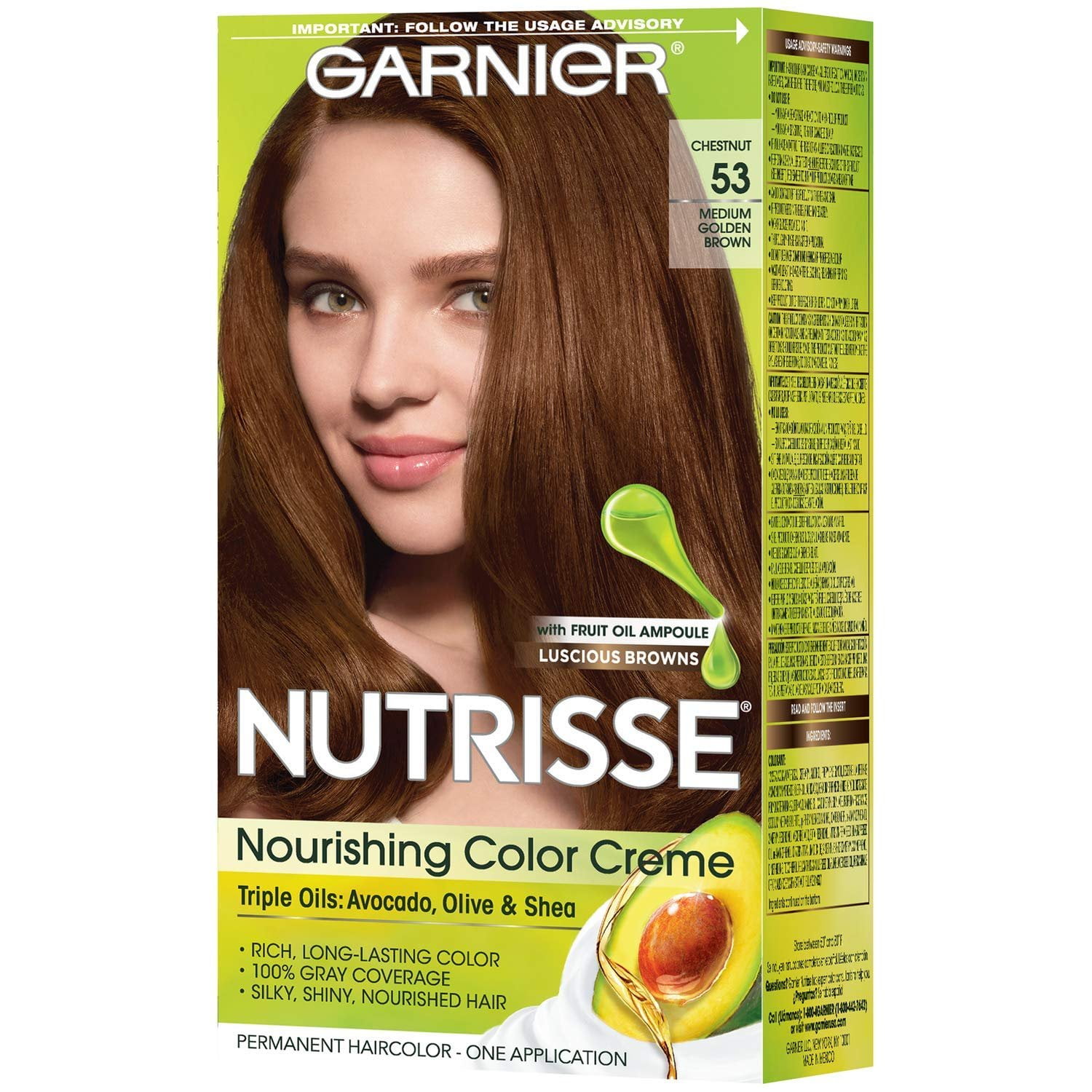 Garnier Nutrisse Nourishing Hair Color Creme, 33 Darkest Golden Brown, 1  Kit 