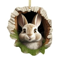 Moocorvic Acrylic Easter Hanging Decoration Easter Bunny Tree Hole Pendant Easter Basket Stuffers(Rabbit)