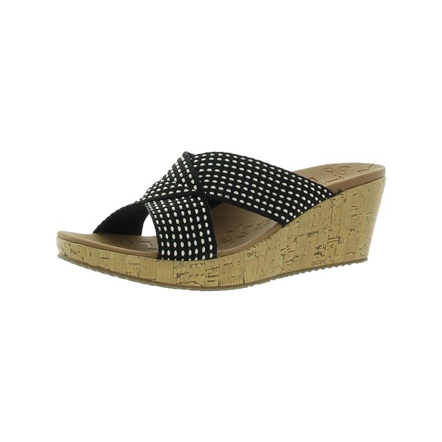 Skechers Womens Call Beverlee-Delighted Slip On Open Toe Wedge Sandals
