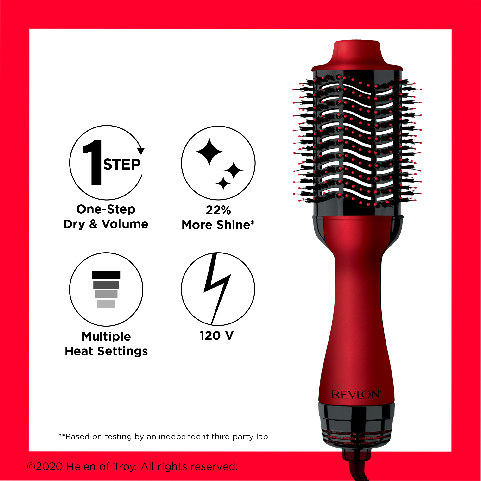 Revlon One-Step Ceramic Hair Dryer & Volumizer Hot Air Brush, Red - image 2 of 7