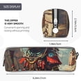 thumbnail image 3 of Yiaed Tribal Futuristic Warrior Print Leather Pencil Case - Leather Pen Pencil Holder - Elegant & Practical Pencil Pouch for Work & Office, 3 of 7