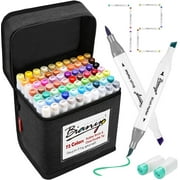 Bianyo Professional Series Alcohol-Based Dual Tip Brush Markers, Set of 72