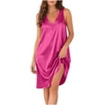 thumbnail image 2 of NominalSnug Satin Nightgowns for Women Sleeveless Tank Pajamas Dresses V Neck Houses Dress Comfy Loungewear, 2 of 8