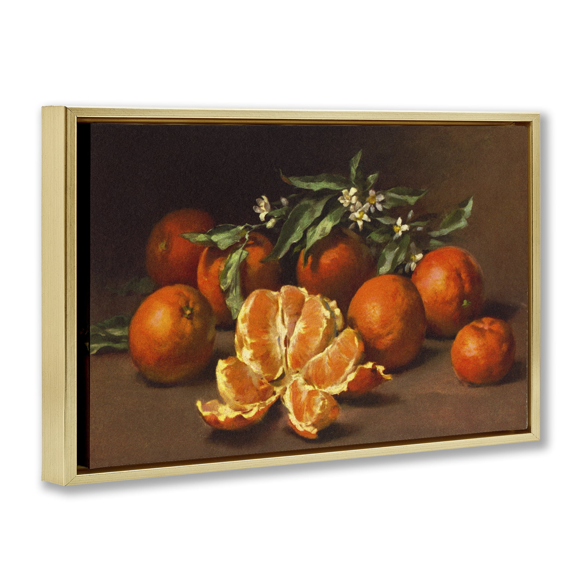 Stupell Industries Peeled Oranges Still Life Food & Beverage Painting Gold Floater Framed Canvas Art Print Wall Art, 25 x 17