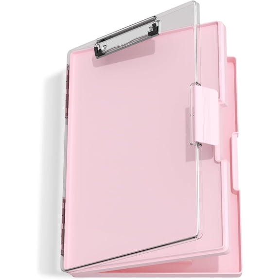 Pink Clipboard with Storage – 8.5"x11" Dual-Compartment Document Organizer
