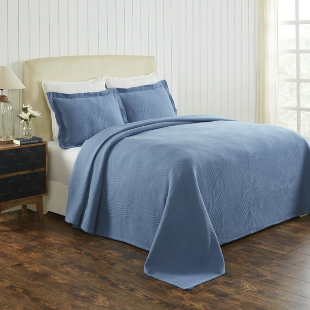 Impressions Moretz Cotton Matelassé Bedspread, Queen, Denim Blue