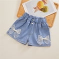 thumbnail image 2 of YunPes Kids Girls Denim Shorts Tulle Bow Elastic Waist Jean Shorts Casual Stretch Baggy Denim Hot Pants Cute Trendy Preppy Clothes, 2 of 8