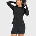thumbnail image 5 of Xfvqtps Womens Pullover Cooling Sun Protection Hoodie Long Sleeves with Thumb Hole Solid Color Shirts for UV Outdoor Hiking Running Black, 5 of 9