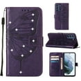 thumbnail image 7 of Allytech For Samsung Galaxy S21 FE Soft TPU Case,Stylish Diamond Embossed Butterfly PU Leather Shockproof Flip Wallet Holder Cover with Hand Strap.For Samsung Galaxy S21 FE,Purple, 7 of 7
