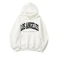 thumbnail image 5 of Los Angeles Hoodies for Women 2025 Fall Winter Long Sleeve Drop Shoulder Hooded Sweatshirt with Pockets Pullover Tops, 5 of 6