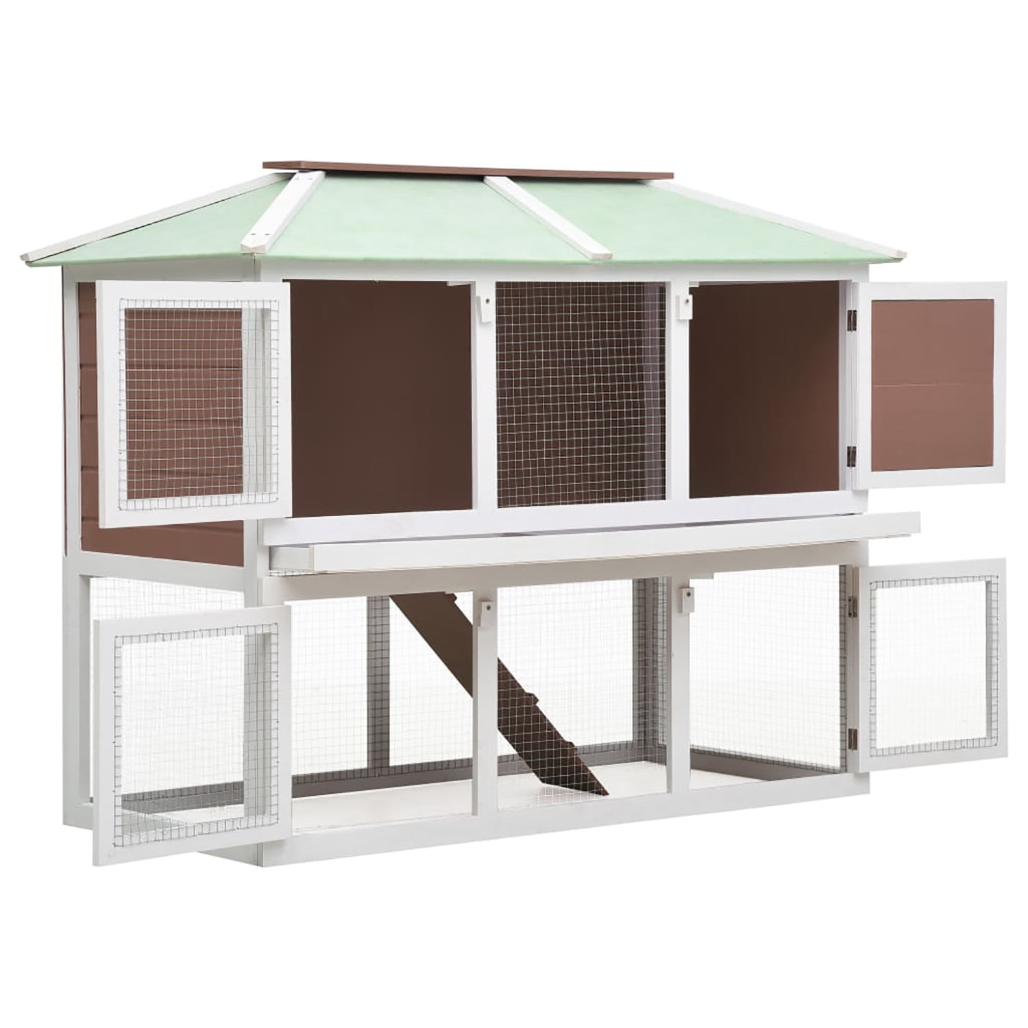 Pefilos 51" Outdoor Rabbit Hutch, Wooden Bunny House Double Floor Small Animal Pet Cage, Brown Pefilos 51" Outdoor Rabbit Hutch, Wooden Bunny House Double Floor Small Animal Pet Cage, Brown