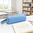 thumbnail image 5 of Canvas Pencil Pouch, Solid Color Pencil Case with Carry Strap, Portable Stationery Organizer for Office Workstation Artist Drawing and Travel Storage, 5 of 7