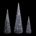 thumbnail image 4 of Northlight LED Lighted Glittered Outdoor Christmas Cone Tree - 23.5" - Silver - Set of 3, 4 of 7