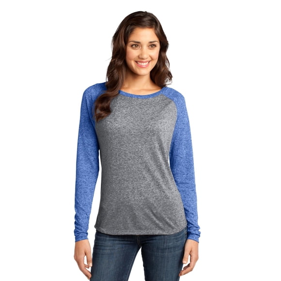 Camiseta de manga larga raglán Microburn de District Juniors L Deep Royal/ Heathered Nickel Distrito DT262