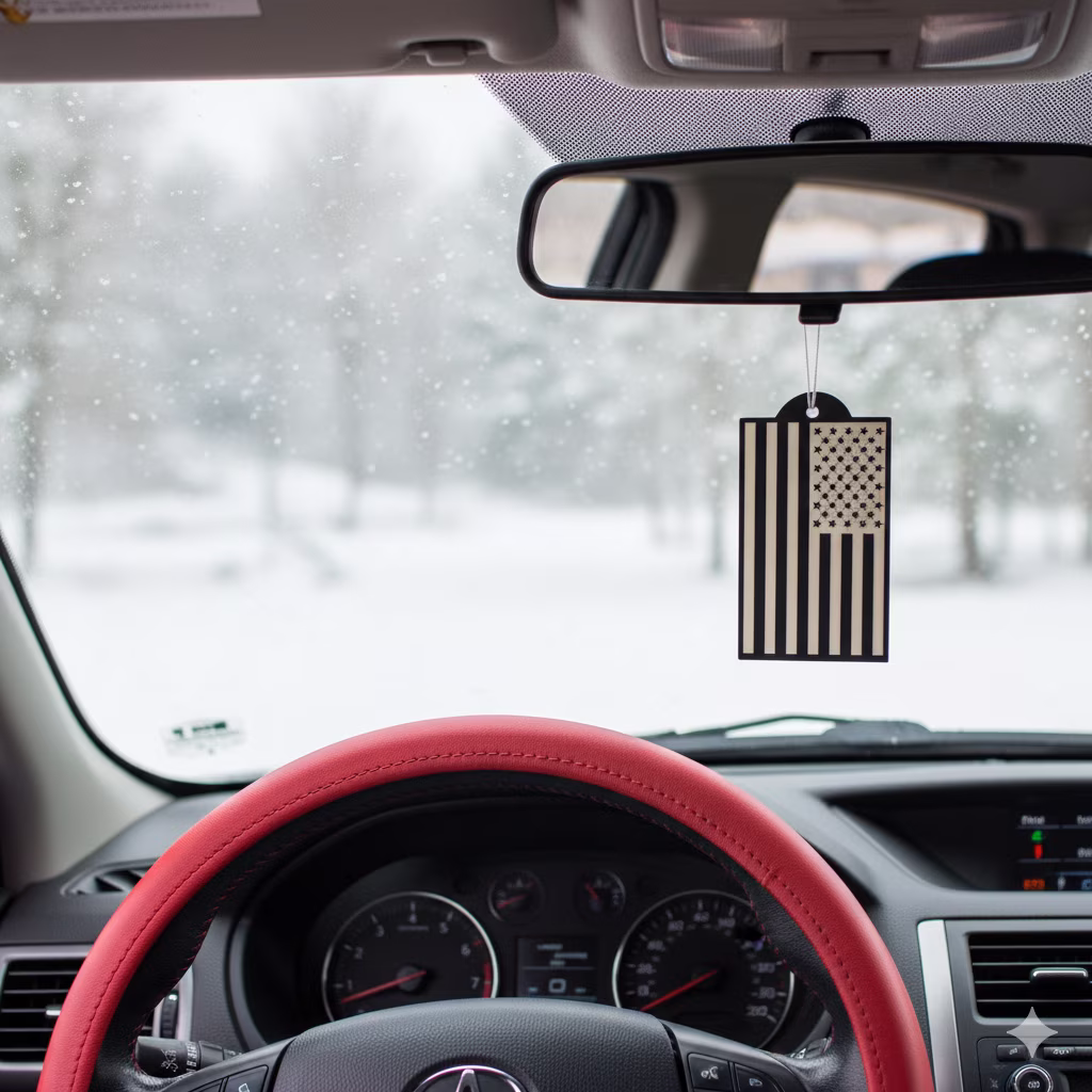 thumbnail image 3 of Elektroplate Automotive Air Fresheners Inverted Black and White American Flag New Car Scent 6-Pack, 3 of 6