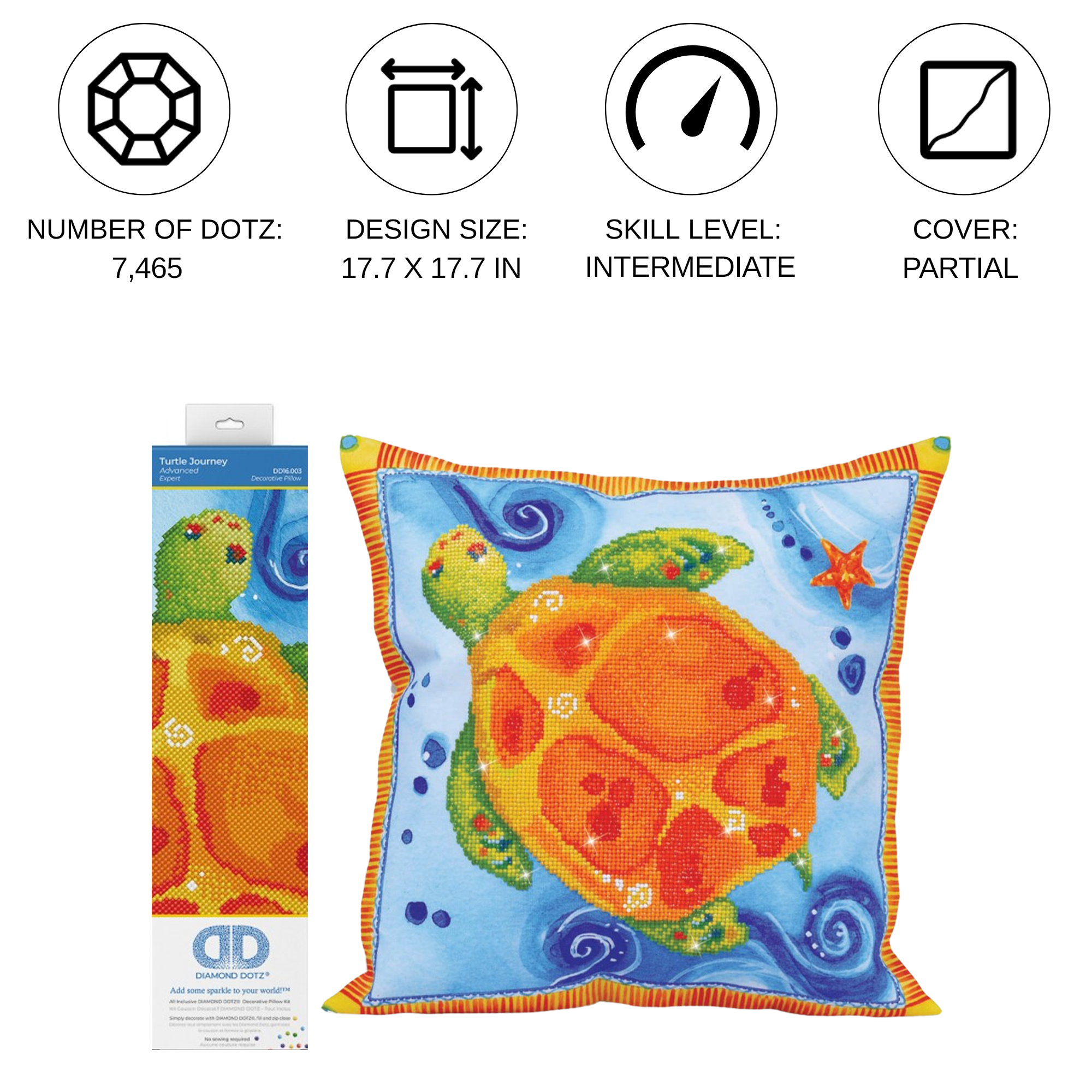 Diamond Dotz Turtle Journey Animal Diamond Painting Kits for Adults - Diamond Art Kits a Relaxing Creative Craft Kit with Dotz Gems 17.7"x17.7"